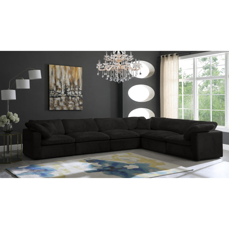 Meridian Cozy Black Velvet Comfort Modular Sectional IMAGE 3