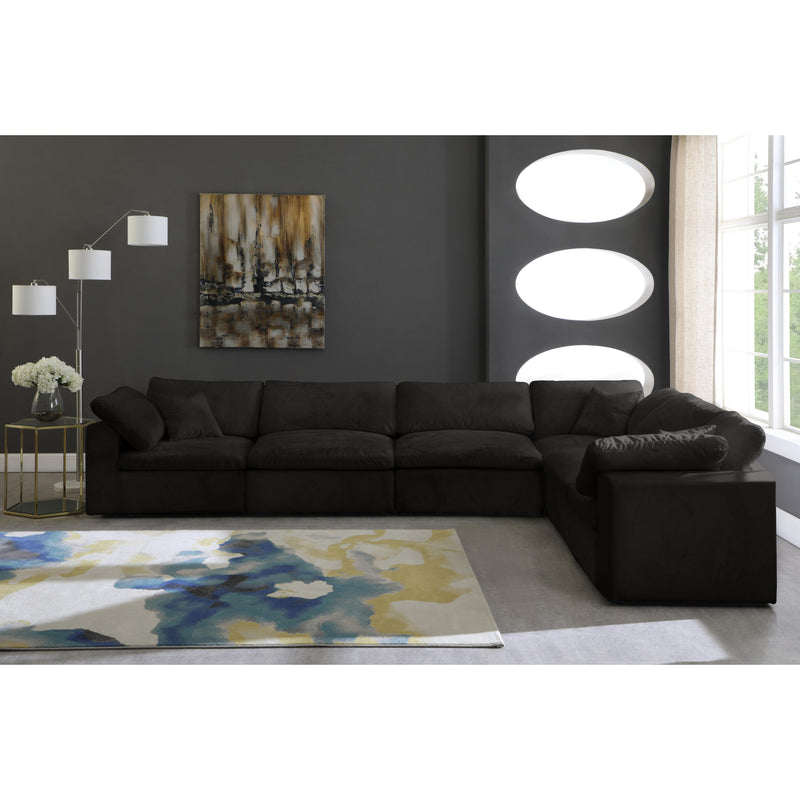 Meridian Cozy Black Velvet Comfort Modular Sectional IMAGE 4