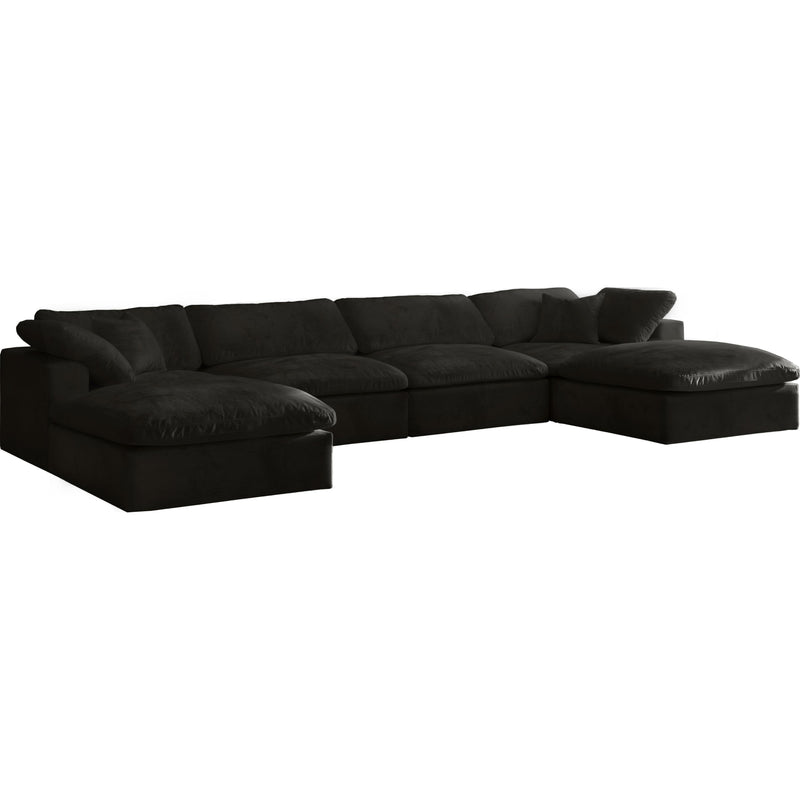 Meridian Cozy Black Velvet Comfort Modular Sectional IMAGE 1