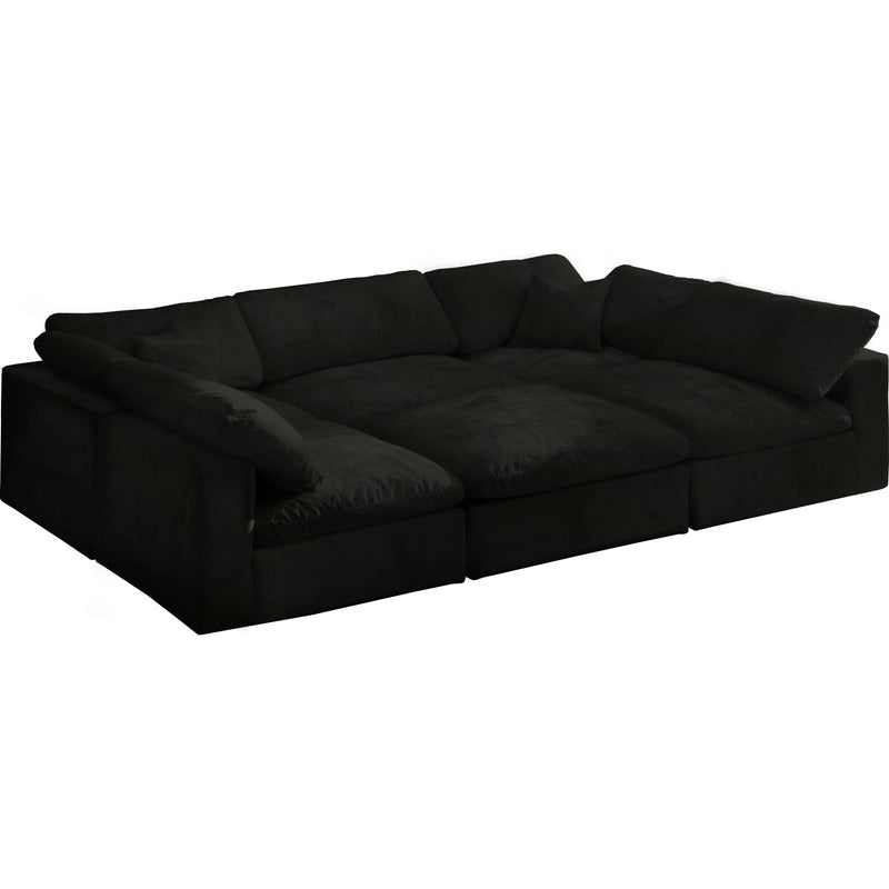 Meridian Cozy Black Velvet Comfort Modular Sectional IMAGE 1