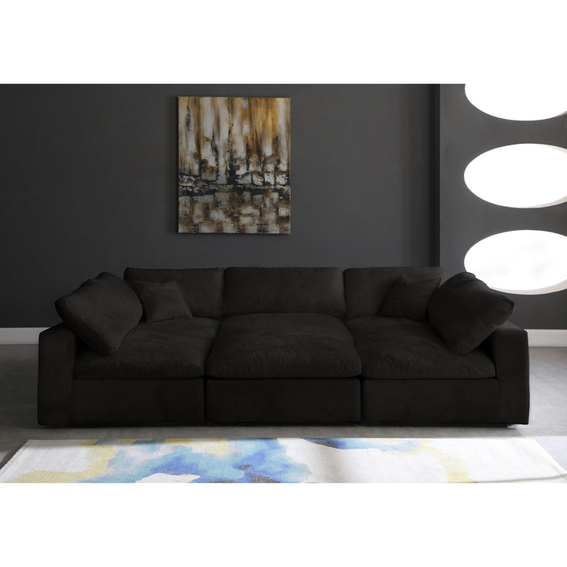 Meridian Cozy Black Velvet Comfort Modular Sectional IMAGE 4