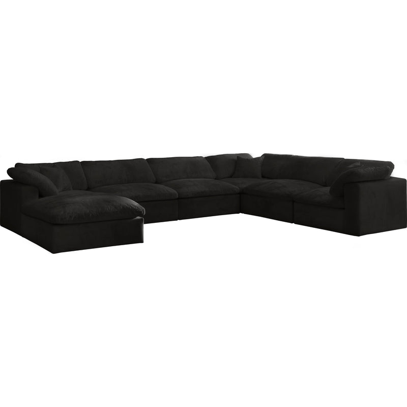 Meridian Cozy Black Velvet Comfort Modular Sectional IMAGE 1