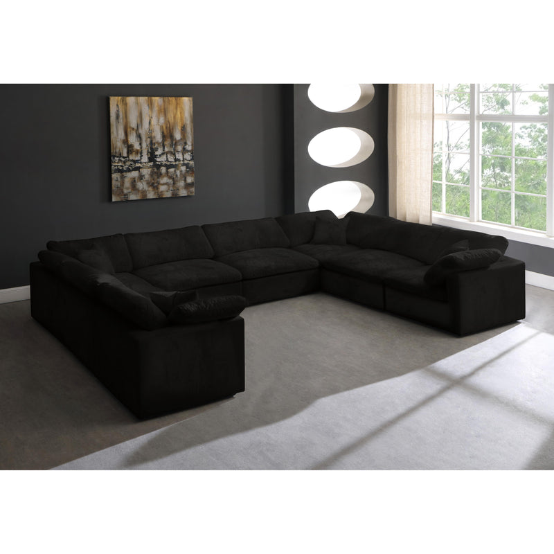 Meridian Cozy Black Velvet Comfort Modular Sectional IMAGE 4