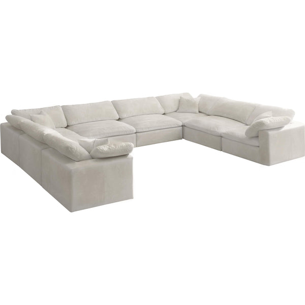 Meridian Cozy Cream Velvet Comfort Modular Sectional IMAGE 1