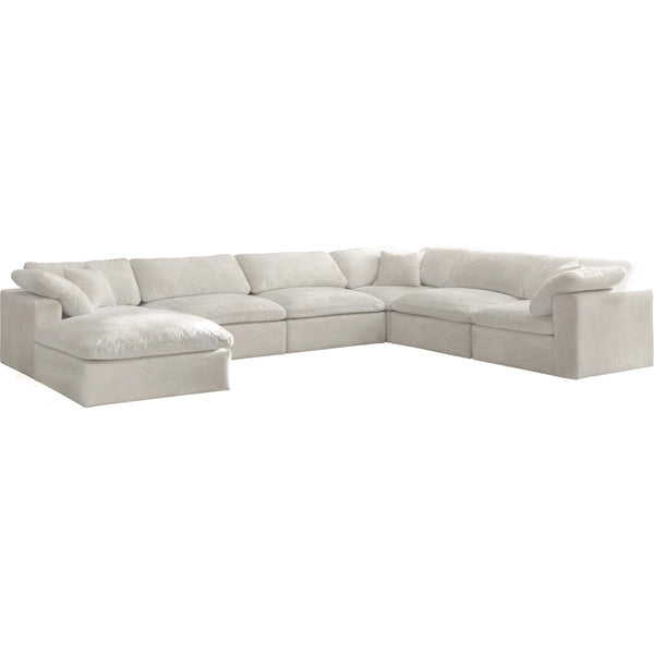 Meridian Cozy Cream Velvet Comfort Modular Sectional IMAGE 1