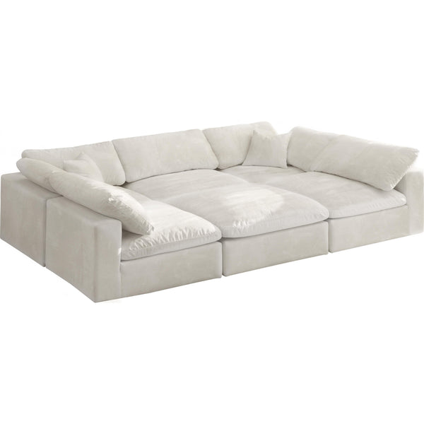 Meridian Cozy Cream Velvet Comfort Modular Sectional IMAGE 1