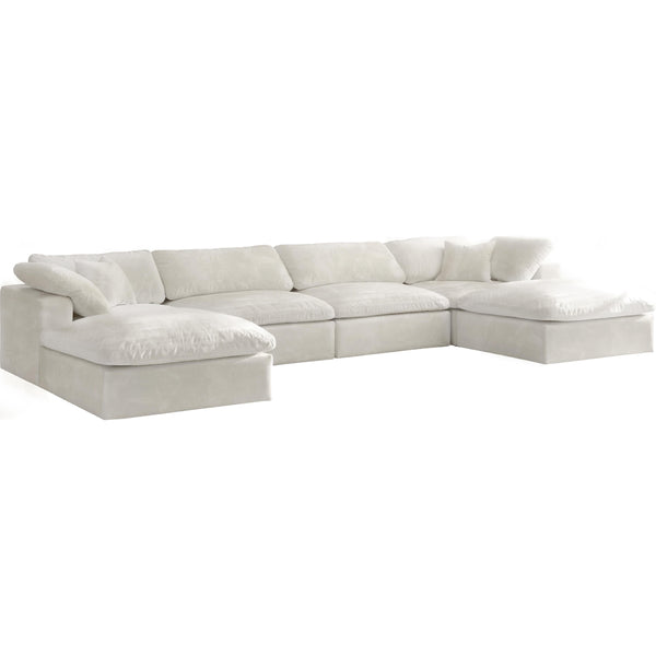 Meridian Cozy Cream Velvet Comfort Modular Sectional IMAGE 1