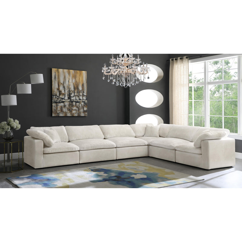 Meridian Cozy Cream Velvet Comfort Modular Sectional IMAGE 3