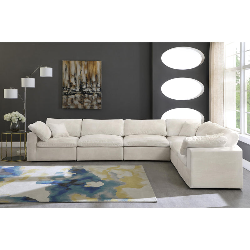 Meridian Cozy Cream Velvet Comfort Modular Sectional IMAGE 4