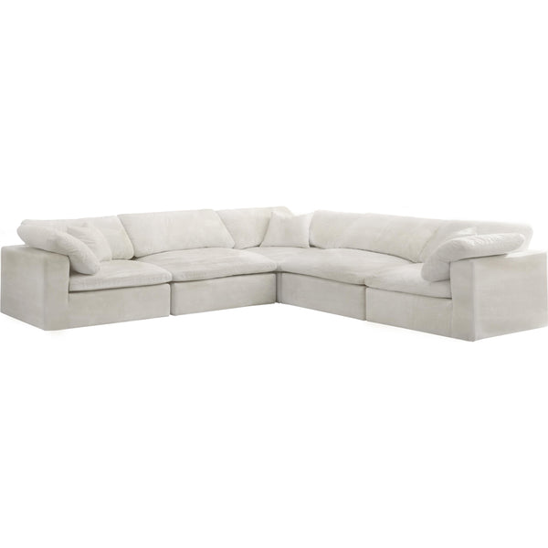 Meridian Cozy Cream Velvet Comfort Modular Sectional IMAGE 1