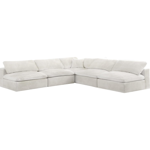 Meridian Cozy Cream Velvet Comfort Modular Sectional IMAGE 1