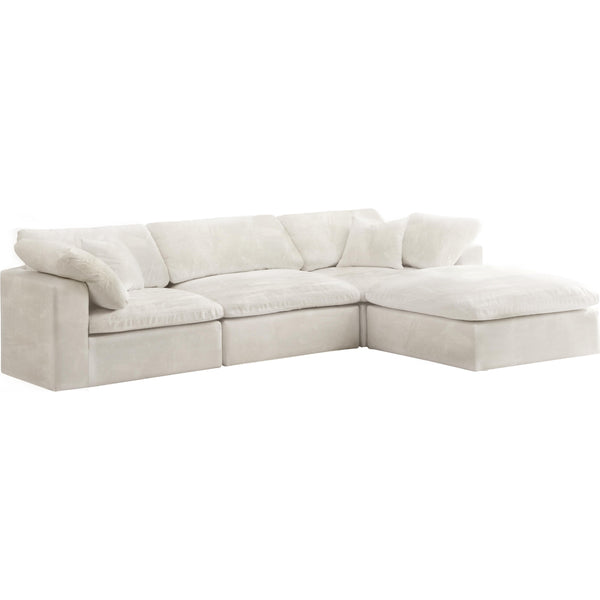 Meridian Cozy Cream Velvet Comfort Modular Sectional IMAGE 1