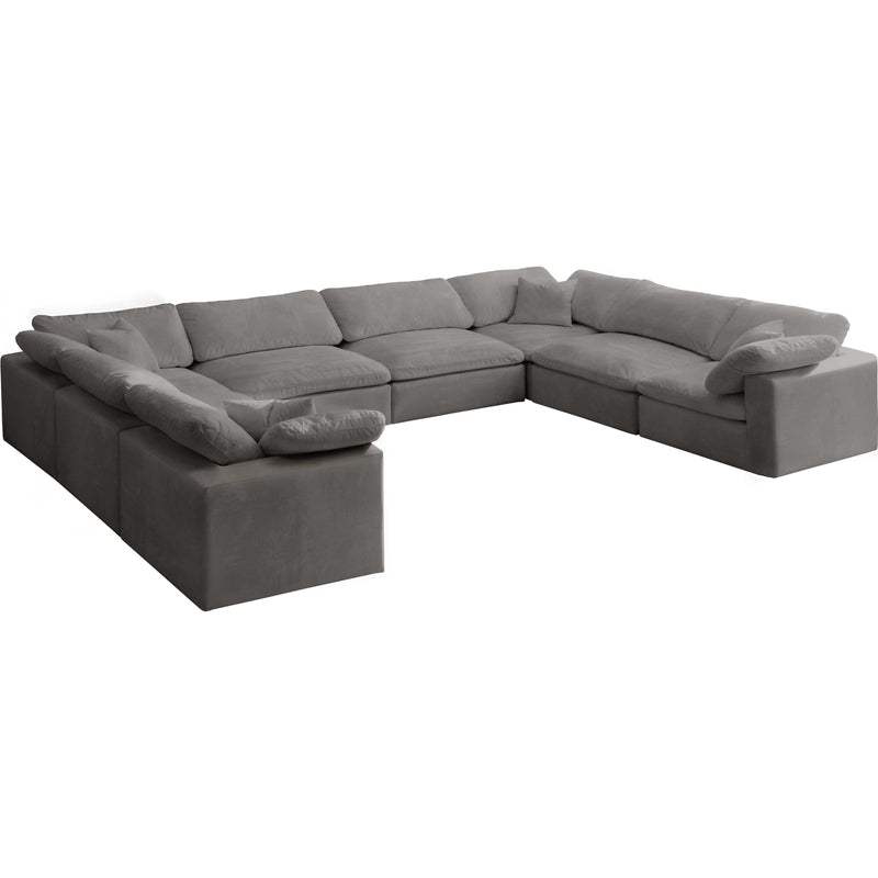 Meridian Cozy Grey Velvet Comfort Modular Sectional IMAGE 1