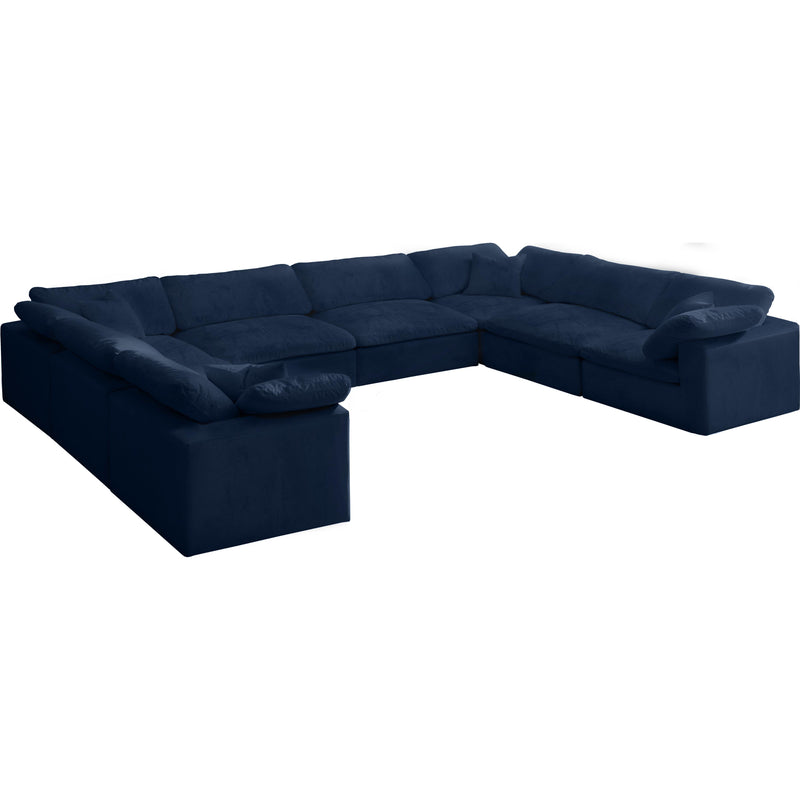 Meridian Cozy Navy Velvet Comfort Modular Sectional IMAGE 1