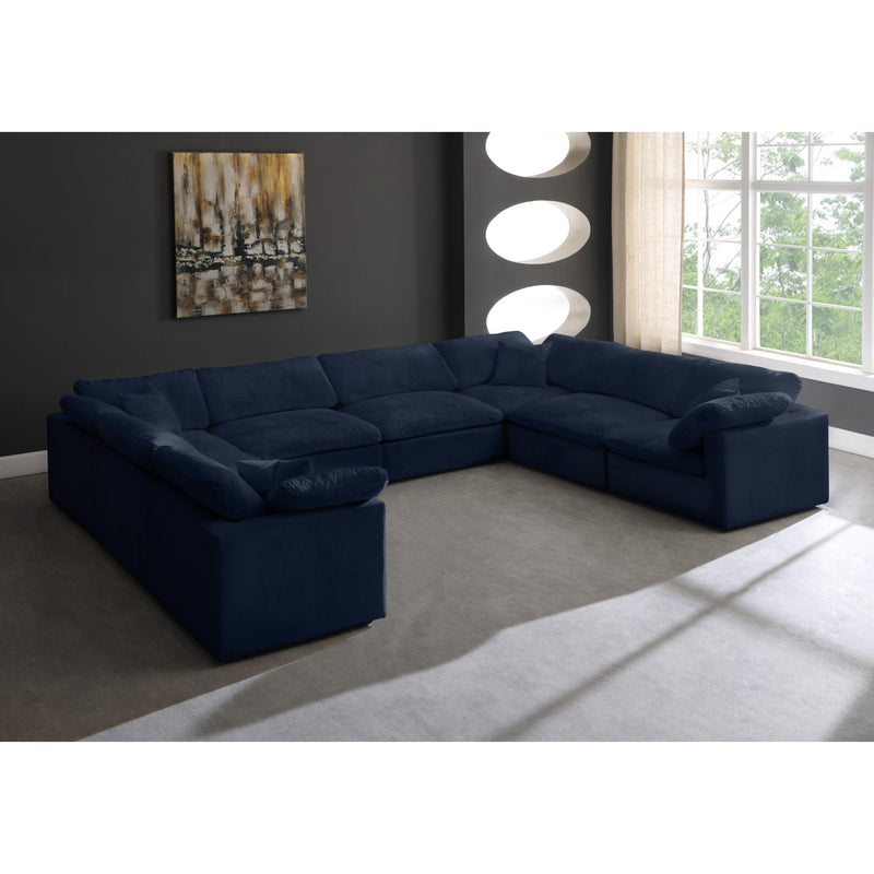 Meridian Cozy Navy Velvet Comfort Modular Sectional IMAGE 4