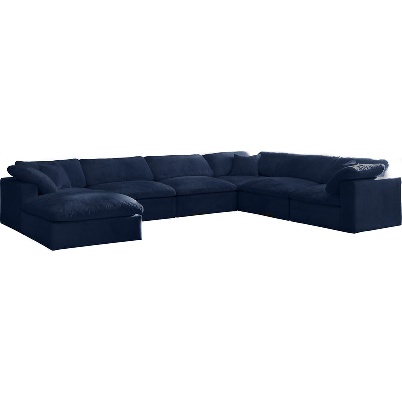 Meridian Cozy Navy Velvet Comfort Modular Sectional IMAGE 1