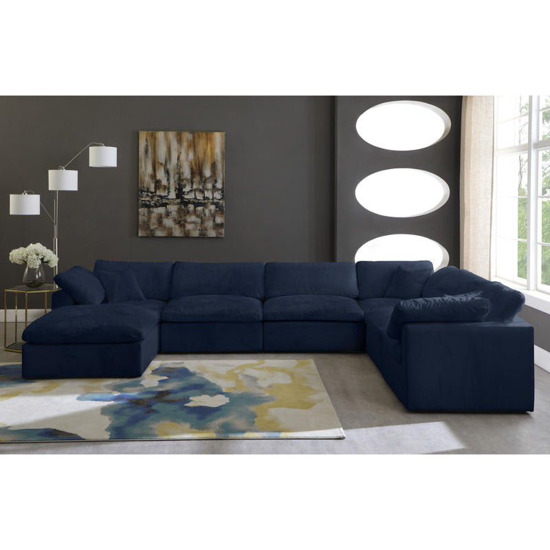 Meridian Cozy Navy Velvet Comfort Modular Sectional IMAGE 3