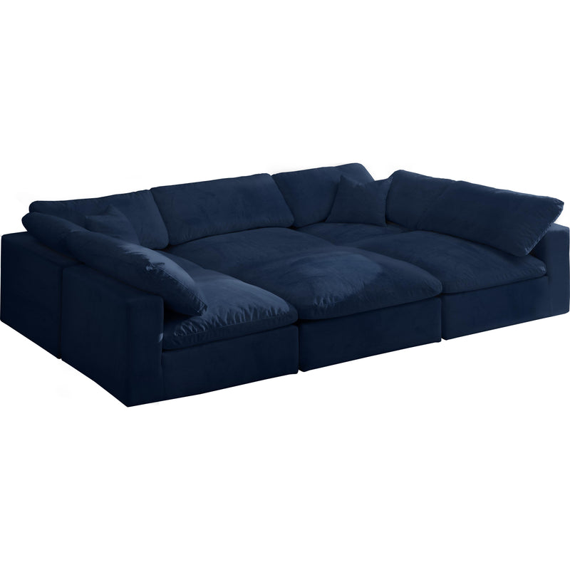 Meridian Cozy Navy Velvet Comfort Modular Sectional IMAGE 1