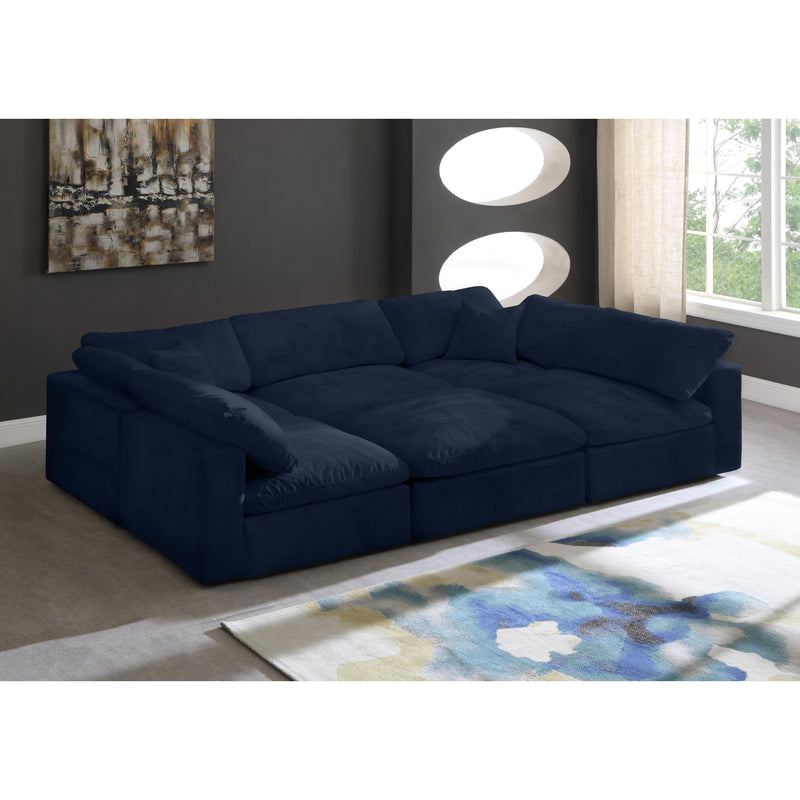 Meridian Cozy Navy Velvet Comfort Modular Sectional IMAGE 3