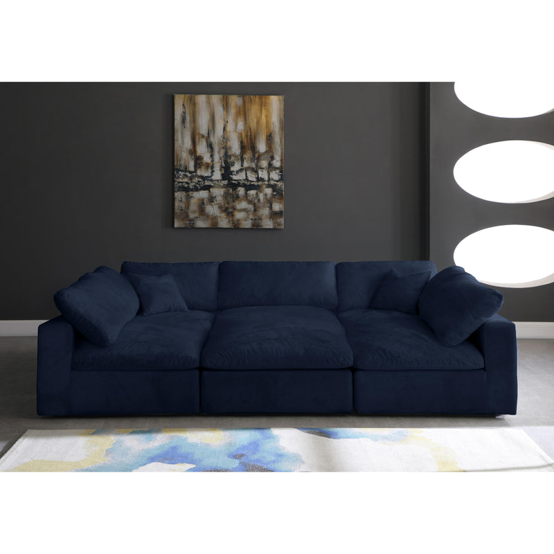 Meridian Cozy Navy Velvet Comfort Modular Sectional IMAGE 4