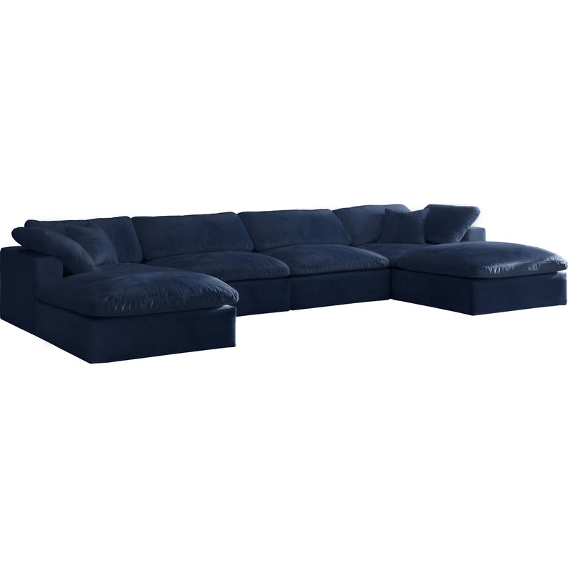 Meridian Cozy Navy Velvet Comfort Modular Sectional IMAGE 1