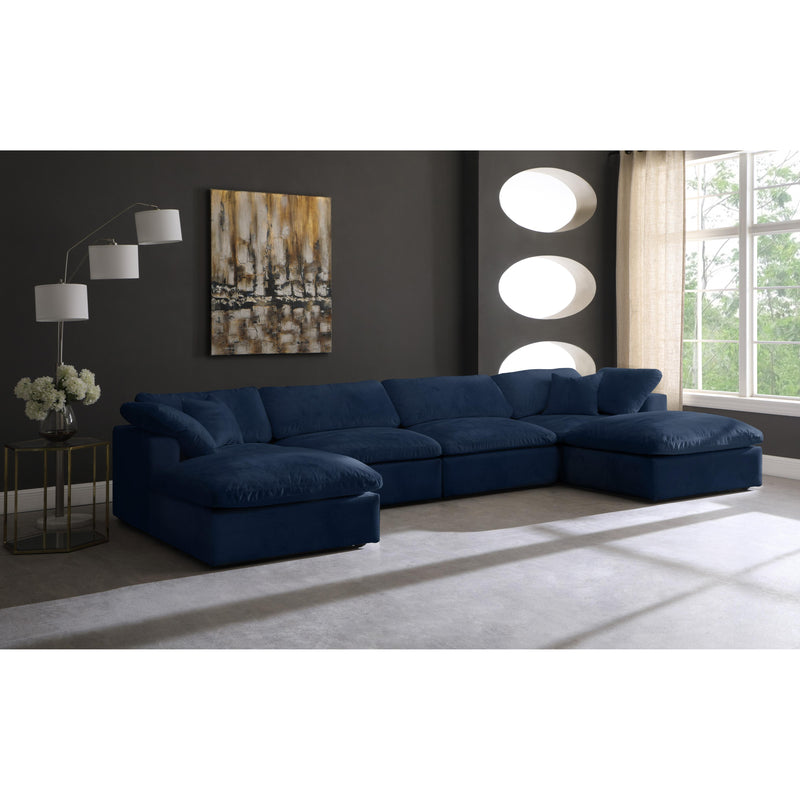 Meridian Cozy Navy Velvet Comfort Modular Sectional IMAGE 4