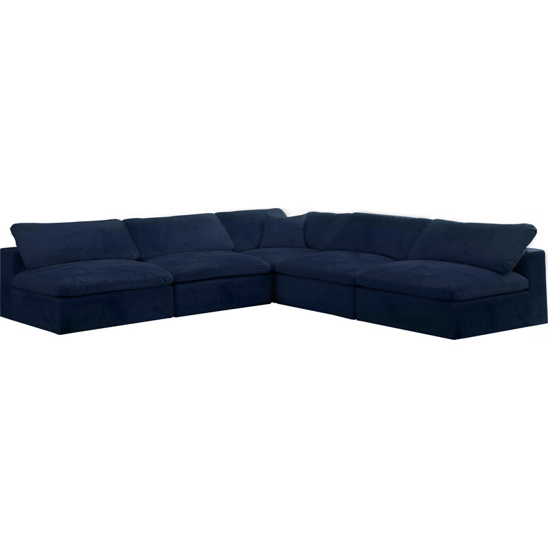 Meridian Cozy Navy Velvet Comfort Modular Sectional IMAGE 1