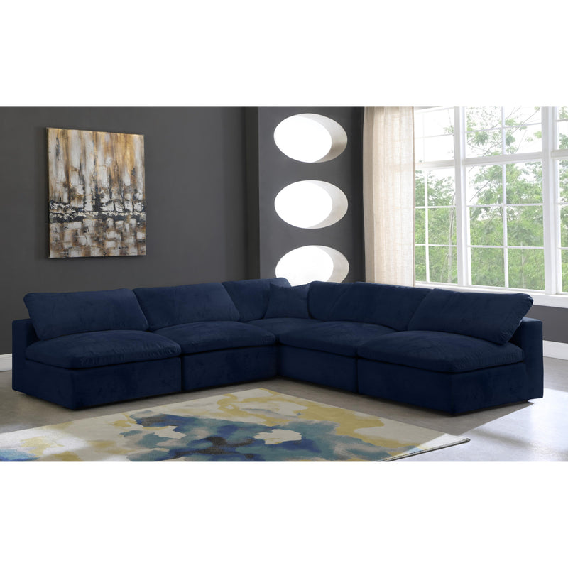 Meridian Cozy Navy Velvet Comfort Modular Sectional IMAGE 3