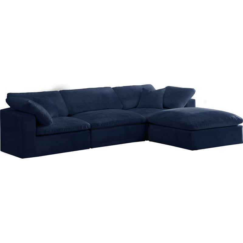 Meridian Cozy Navy Velvet Comfort Modular Sectional IMAGE 1