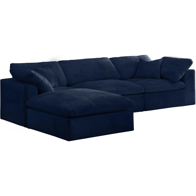 Meridian Cozy Navy Velvet Comfort Modular Sectional IMAGE 2