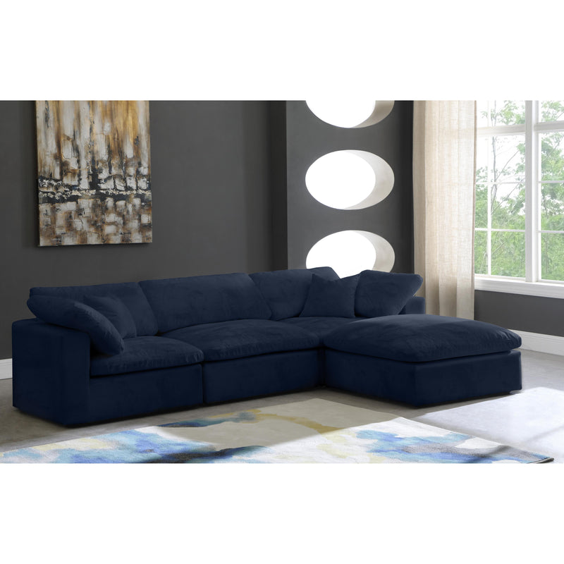 Meridian Cozy Navy Velvet Comfort Modular Sectional IMAGE 4