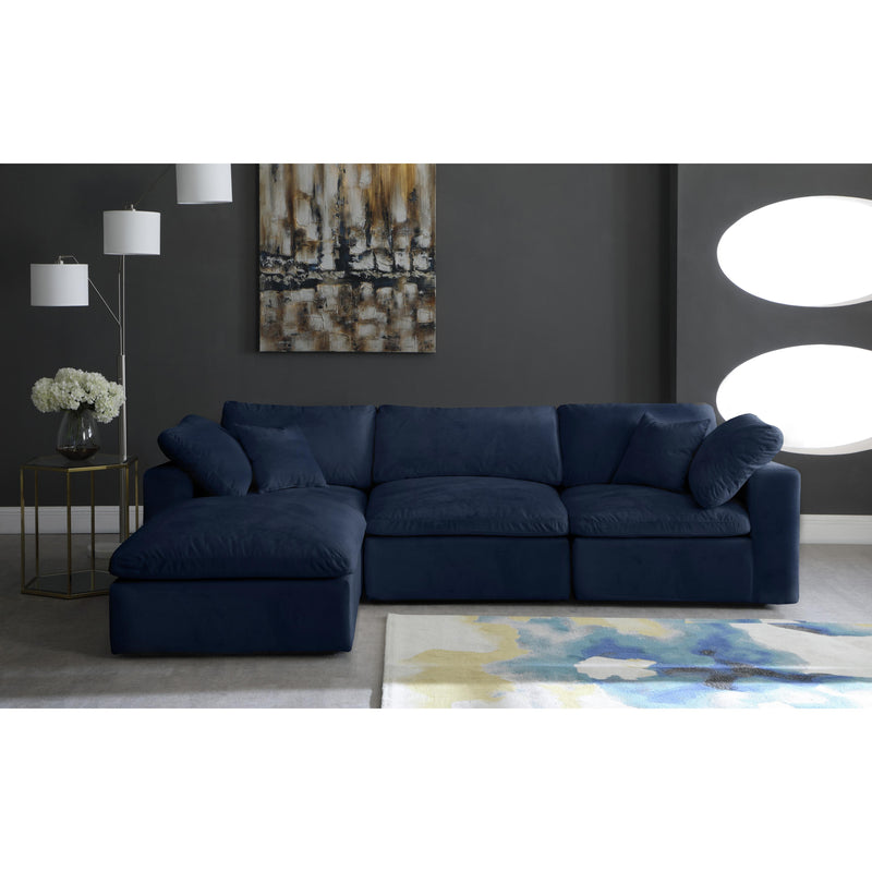 Meridian Cozy Navy Velvet Comfort Modular Sectional IMAGE 5