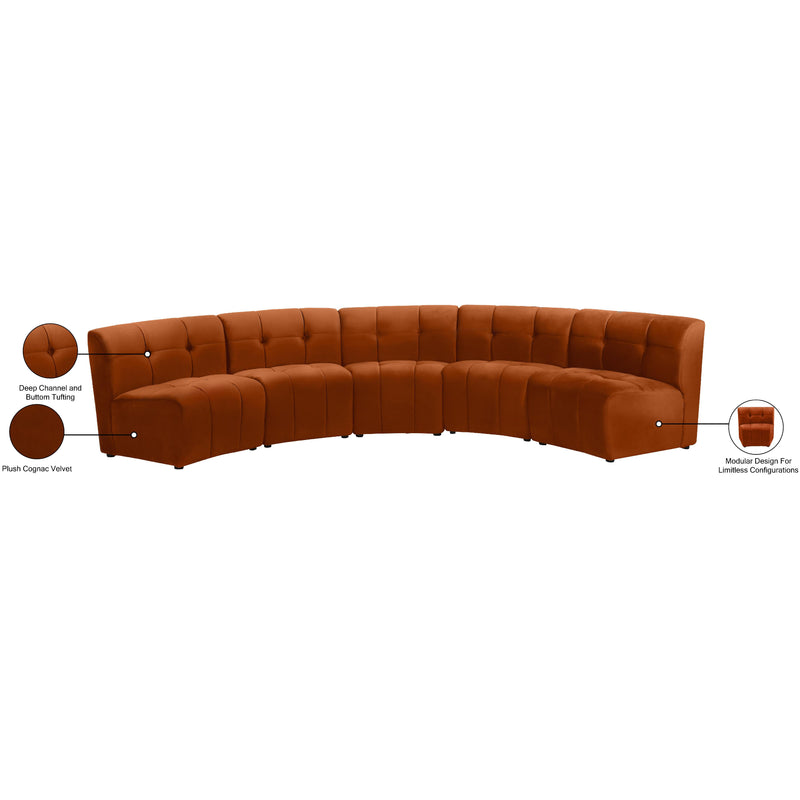 Meridian Limitless Cognac Velvet 5 pc Modular Sectional IMAGE 14