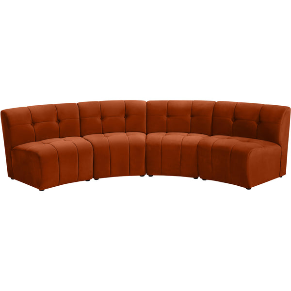 Meridian Limitless Cognac Velvet 4pc. Modular Sectional IMAGE 1