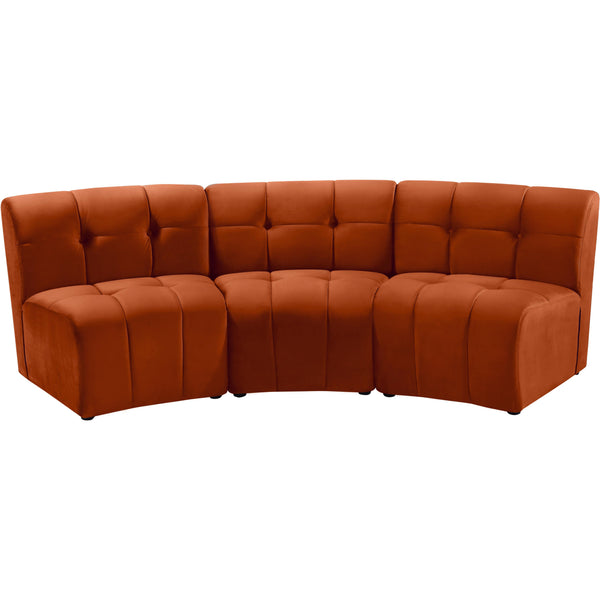 Meridian Limitless Cognac Velvet 3pc. Modular Sectional IMAGE 1