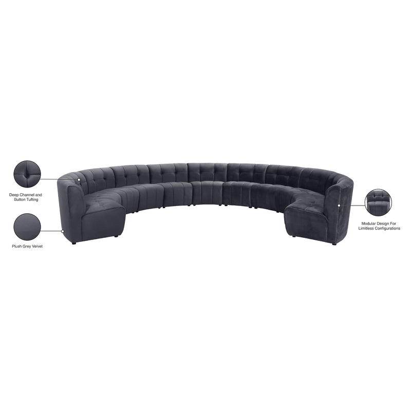 Meridian Limitless Grey Velvet 11 pc Modular Sectional IMAGE 14