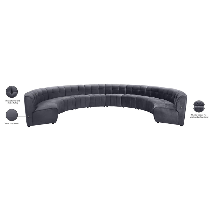 Meridian Limitless Grey Velvet 10 pc Modular Sectional IMAGE 14