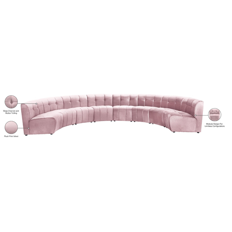 Meridian Limitless Pink Velvet 8 pc Modular Sectional IMAGE 14