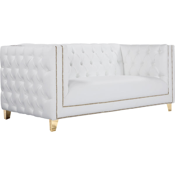 Meridian Michelle White Vegan Leather Loveseat IMAGE 1