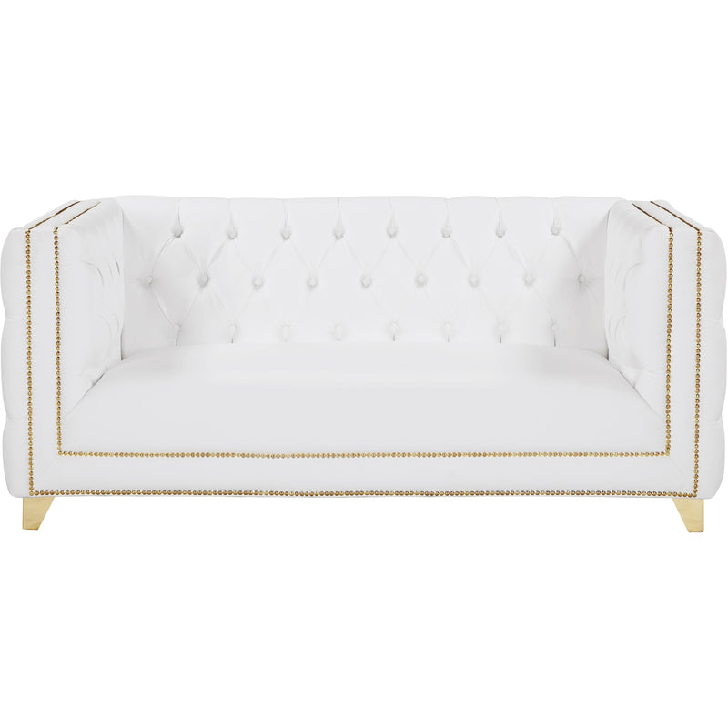 Meridian Michelle White Vegan Leather Loveseat IMAGE 3