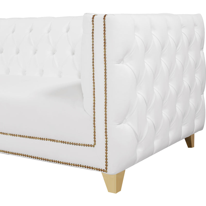 Meridian Michelle White Vegan Leather Loveseat IMAGE 4