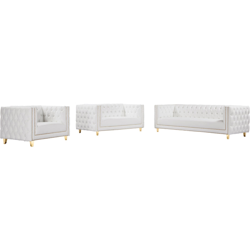 Meridian Michelle White Vegan Leather Loveseat IMAGE 7