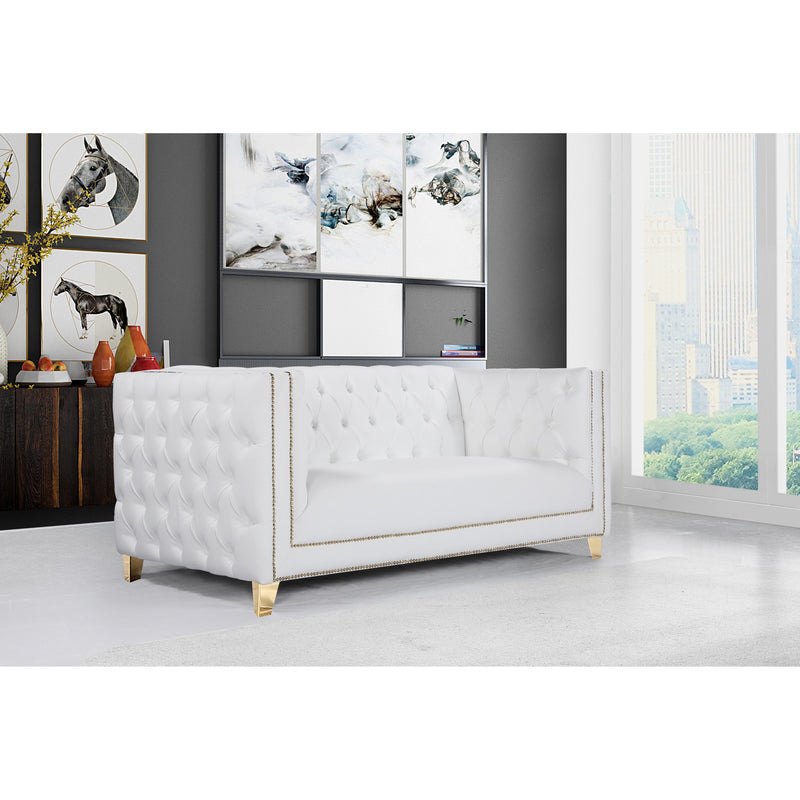 Meridian Michelle White Vegan Leather Loveseat IMAGE 8