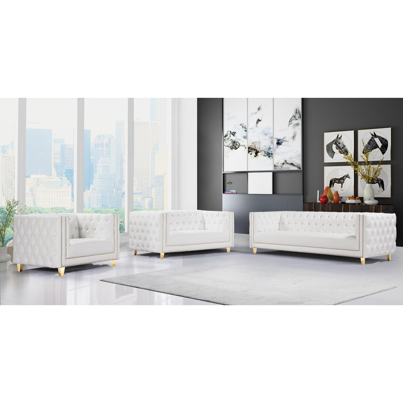 Meridian Michelle White Vegan Leather Loveseat IMAGE 9