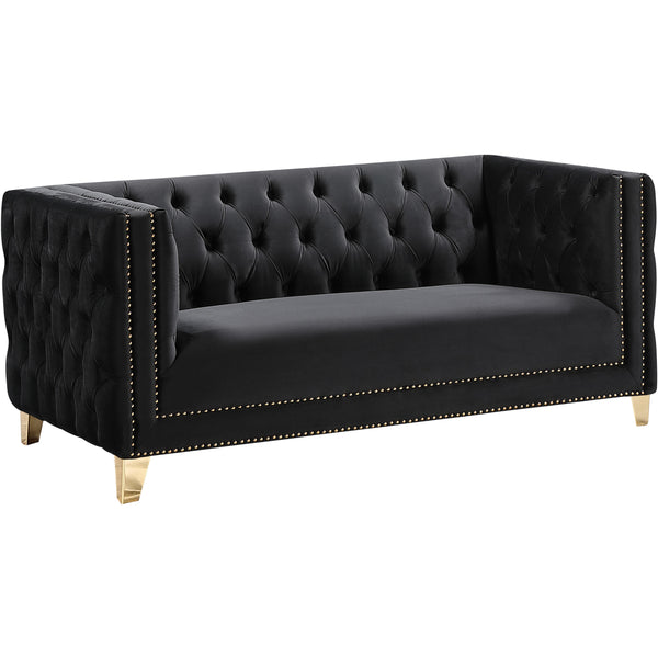 Meridian Michelle Black Velvet Loveseat IMAGE 1