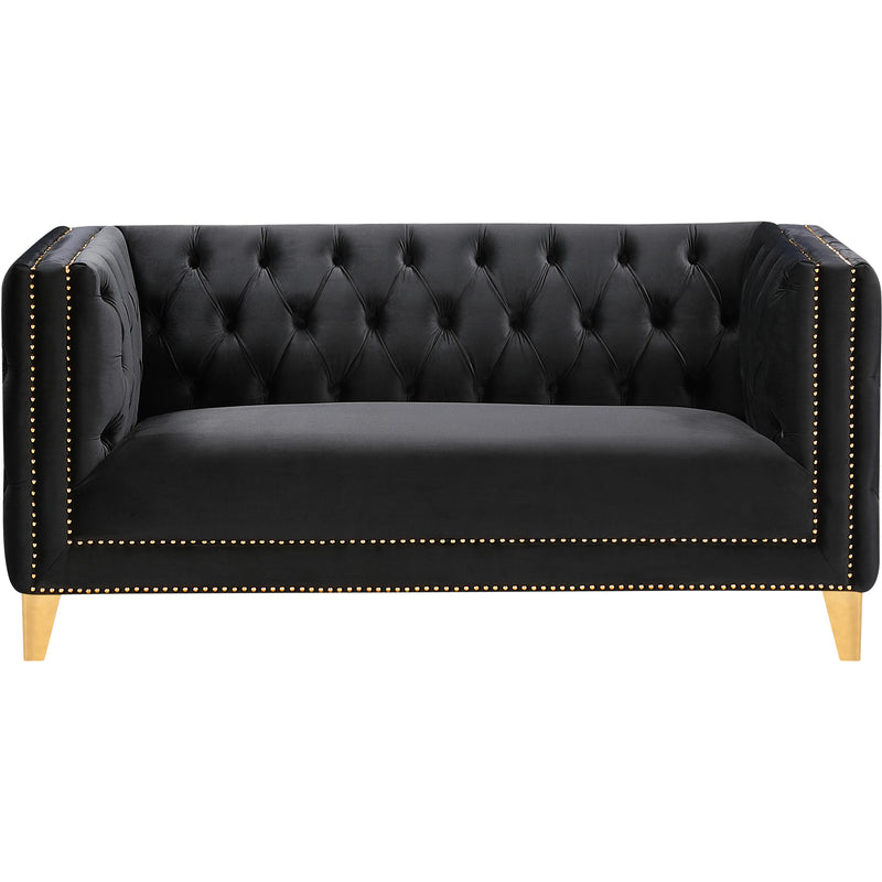 Meridian Michelle Black Velvet Loveseat IMAGE 2