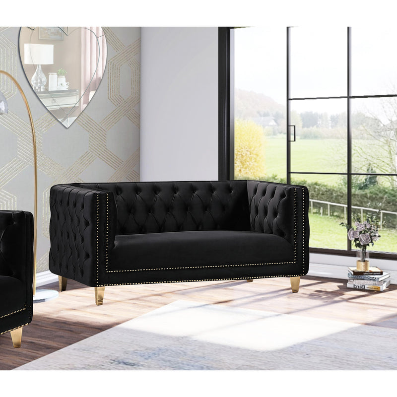 Meridian Michelle Black Velvet Loveseat IMAGE 7