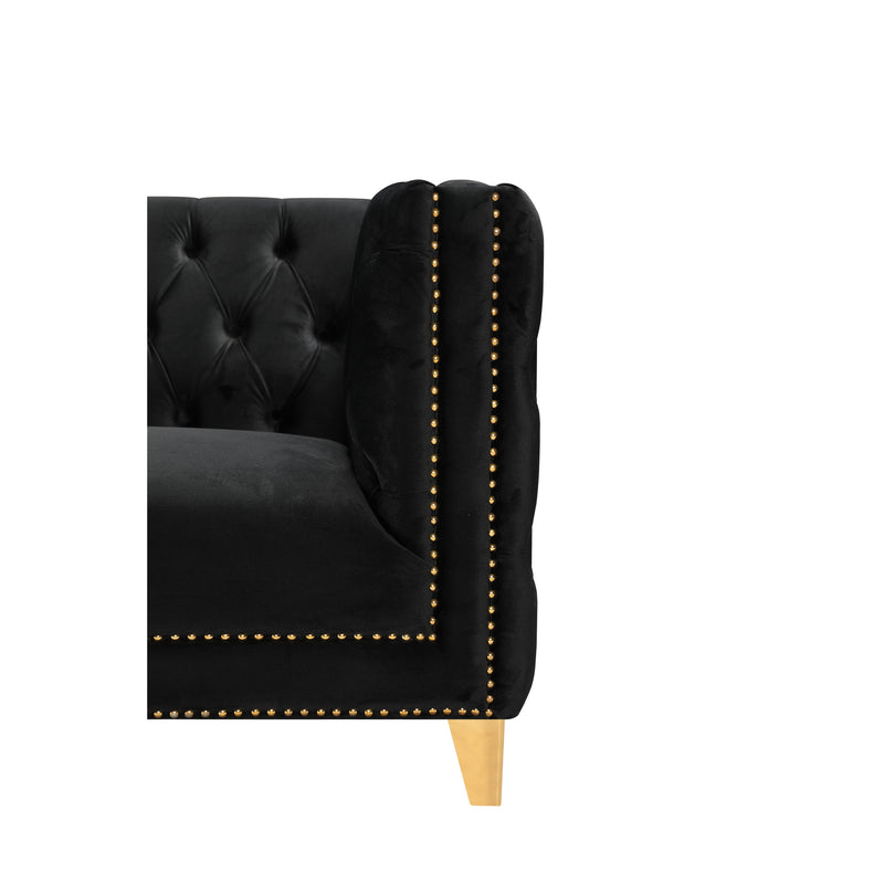 Meridian Michelle Black Velvet Sofa IMAGE 3