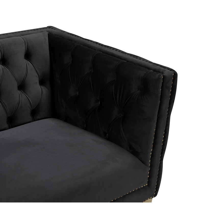 Meridian Michelle Black Velvet Sofa IMAGE 5