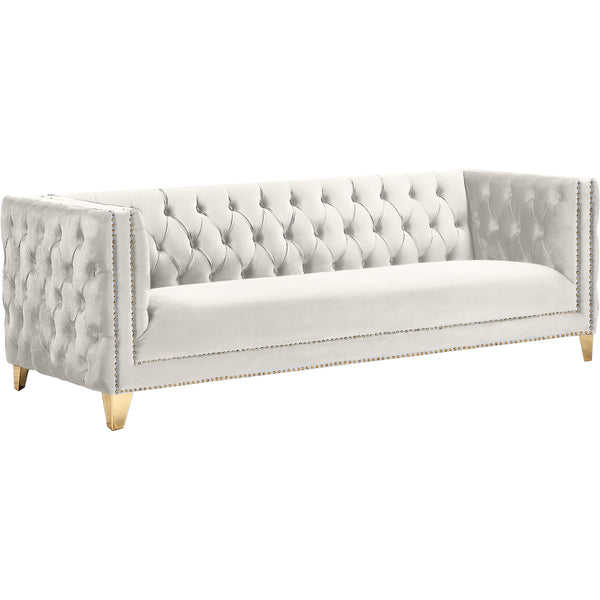 Meridian Michelle Cream Velvet Sofa IMAGE 1